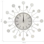 vidaXL Ceas de perete, argintiu, 40 cm, metal vidaXL Ceas de perete, argintiu, 40 cm, metal