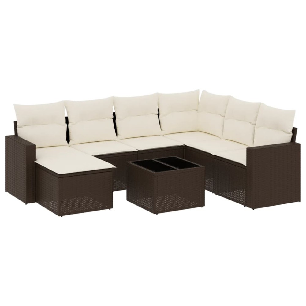 vidaXL Set canapele de grădină cu perne, 8 piese, maro, poliratan