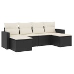 vidaXL Set mobilier de grădină cu perne, 6 piese, negru, poliratan