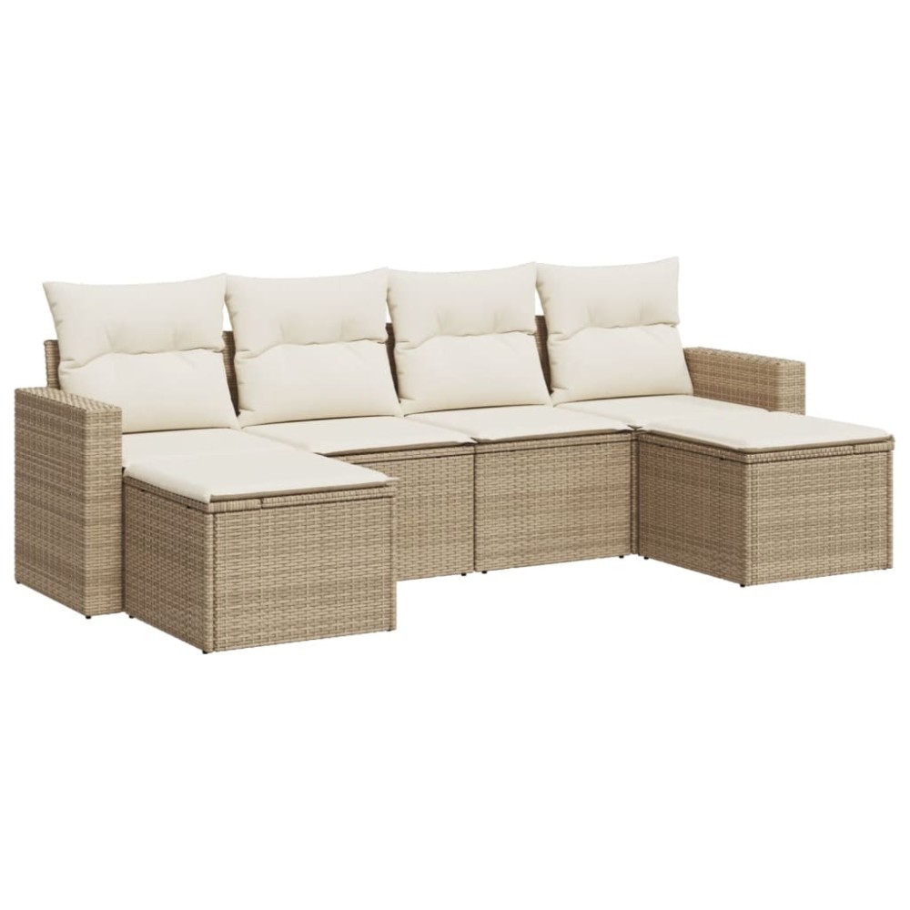 vidaXL Set canapele de grădină cu perne, 6 piese, bej, poliratan