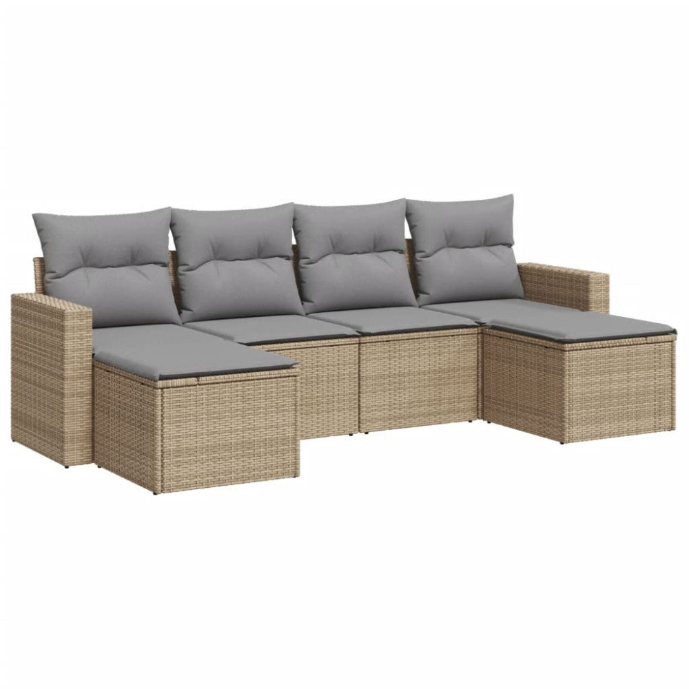 vidaXL Set canapele de grădină cu perne, 6 piese, bej, poliratan