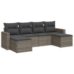 vidaXL Set mobilier grădină cu perne, 6 piese, gri, poliratan