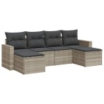 vidaXL Set canapele de grădină cu perne, 6 piese gri deschis poliratan