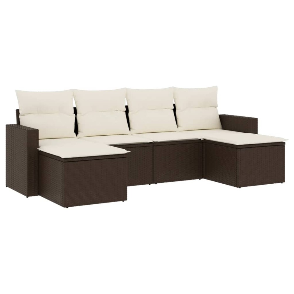 vidaXL Set canapele de grădină cu perne, 6 piese, maro, poliratan