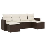 vidaXL Set canapele de grădină cu perne, 6 piese, maro, poliratan vidaXL Set canapele de grădină cu perne, 6 piese, maro, poliratan