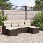 vidaXL Set canapele de grădină cu perne, 6 piese, maro, poliratan vidaXL Set canapele de grădină cu perne, 6 piese, maro, poliratan