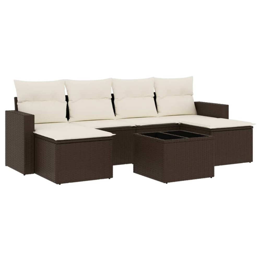 vidaXL Set canapele de grădină cu perne, 7 piese, maro, poliratan