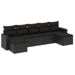 vidaXL Set canapele de grădină cu perne, 7 piese, negru, poliratan