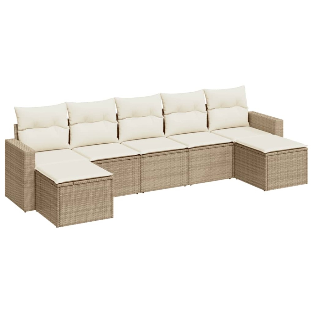 vidaXL Set canapele de grădină, 7 piese, cu perne, bej, poliratan