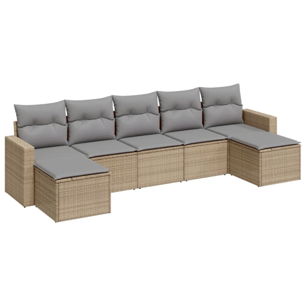 vidaXL Set canapele de grădină, 7 piese, cu perne, bej, poliratan