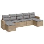 vidaXL Set canapele de grădină, 7 piese, cu perne, bej, poliratan
