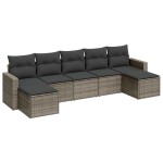 vidaXL Set canapele de grădină, 7 piese, cu perne, gri, poliratan vidaXL Set canapele de grădină, 7 piese, cu perne, gri, poliratan