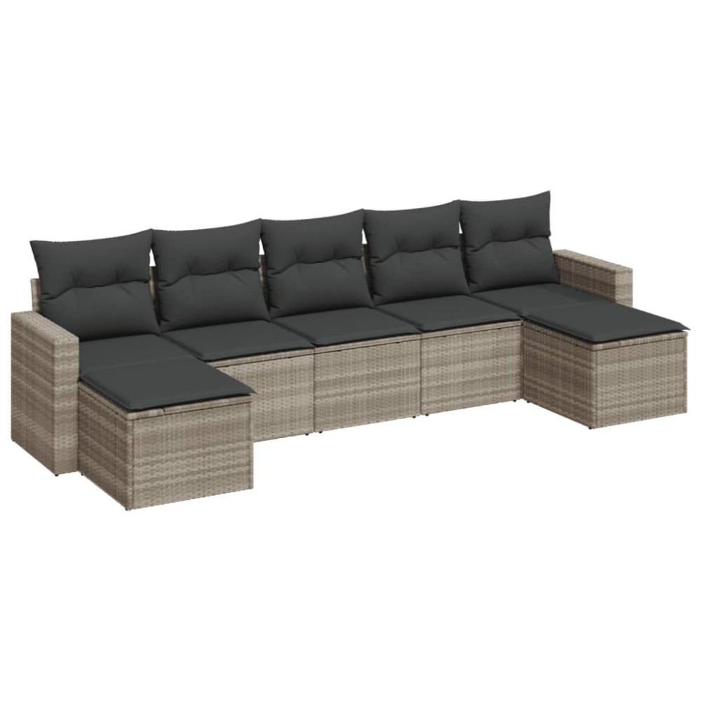 vidaXL Set canapele de grădină cu perne, 7piese gri deschis poliratan