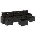 vidaXL Set mobilier de grădină cu perne, 8 piese, negru, poliratan vidaXL Set mobilier de grădină cu perne, 8 piese, negru, poliratan