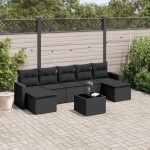 vidaXL Set mobilier de grădină cu perne, 8 piese, negru, poliratan vidaXL Set mobilier de grădină cu perne, 8 piese, negru, poliratan