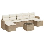 vidaXL Set canapele de grădină, 8 piese, cu perne, bej, poliratan vidaXL Set canapele de grădină, 8 piese, cu perne, bej, poliratan