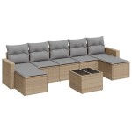 vidaXL Set canapele de grădină, 8 piese, cu perne, bej, poliratan