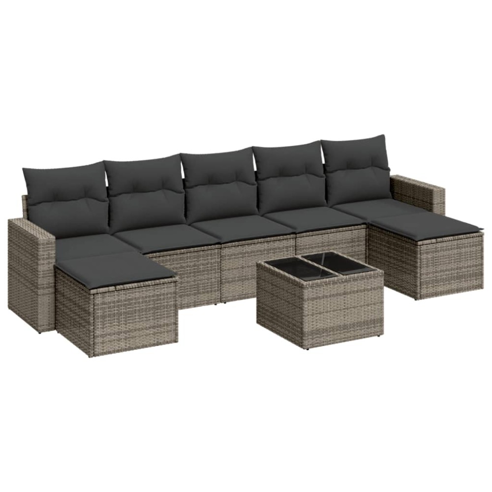 vidaXL Set canapele de grădină cu perne, 8 piese, gri, poliratan