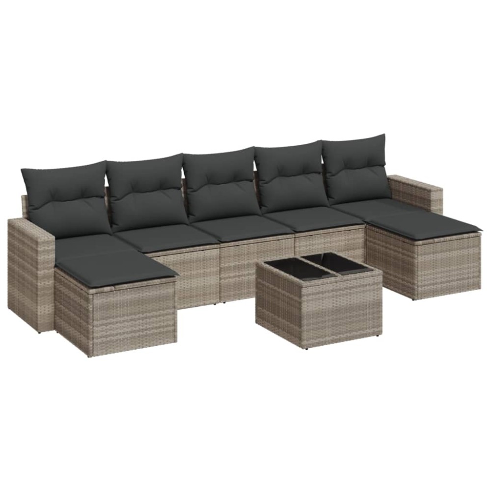 vidaXL Set mobilier de grădină cu perne, 8 piese gri deschis poliratan
