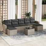vidaXL Set mobilier de grădină cu perne, 8 piese gri deschis poliratan vidaXL Set mobilier de grădină cu perne, 8 piese gri deschis poliratan