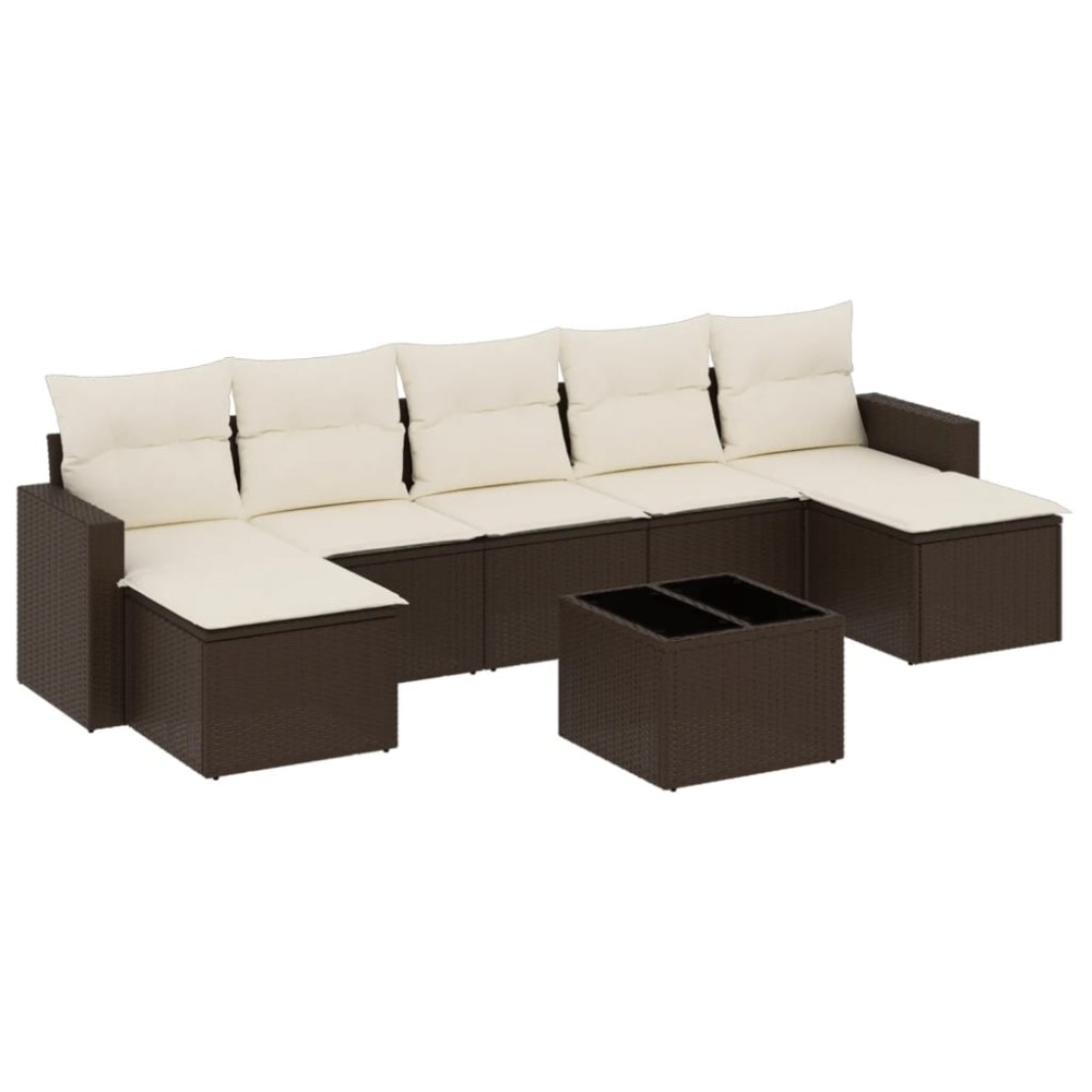 vidaXL Set canapele de grădină cu perne, 8 piese, maro, poliratan