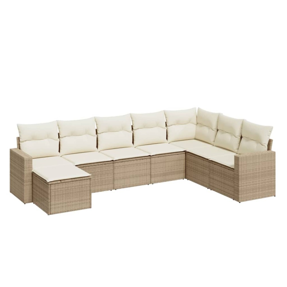 vidaXL Set canapele de grădină, 8 piese, cu perne, bej, poliratan