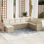vidaXL Set canapele de grădină, 8 piese, cu perne, bej, poliratan vidaXL Set canapele de grădină, 8 piese, cu perne, bej, poliratan