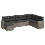 vidaXL Set canapele de grădină cu perne, 8 piese, gri, poliratan