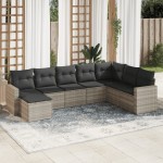 vidaXL Set mobilier de grădină cu perne, 8 piese gri deschis poliratan vidaXL Set mobilier de grădină cu perne, 8 piese gri deschis poliratan