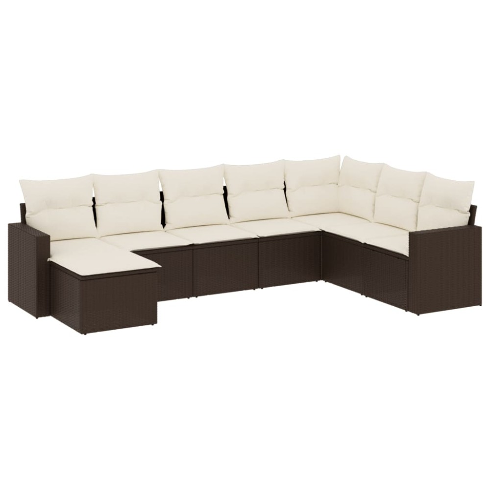 vidaXL Set canapele de grădină cu perne, 8 piese, maro, poliratan