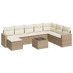vidaXL Set canapele de grădină, 9 piese, cu perne, bej, poliratan vidaXL Set canapele de grădină, 9 piese, cu perne, bej, poliratan
