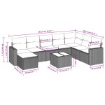 vidaXL Set canapele de grădină, 9 piese, cu perne, gri, poliratan vidaXL Set canapele de grădină, 9 piese, cu perne, gri, poliratan