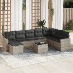 vidaXL Set canapele de grădină cu perne, 9 piese gri deschis poliratan vidaXL Set canapele de grădină cu perne, 9 piese gri deschis poliratan