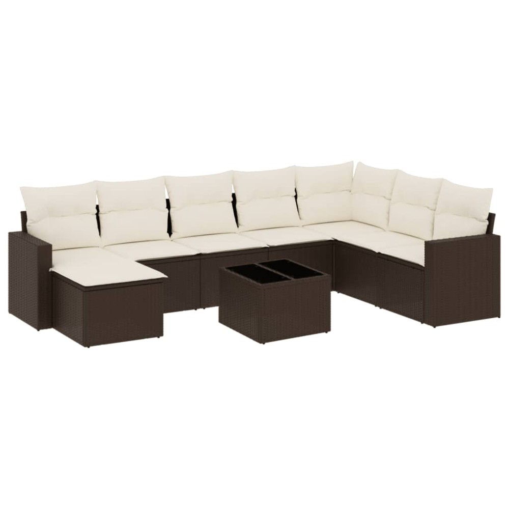 vidaXL Set canapele de grădină cu perne, 9 piese, maro, poliratan