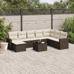 vidaXL Set canapele de grădină cu perne, 9 piese, maro, poliratan vidaXL Set canapele de grădină cu perne, 9 piese, maro, poliratan