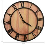 vidaXL Ceas de perete, maro și negru, 39 cm, fier și MDF vidaXL Ceas de perete, maro și negru, 39 cm, fier și MDF