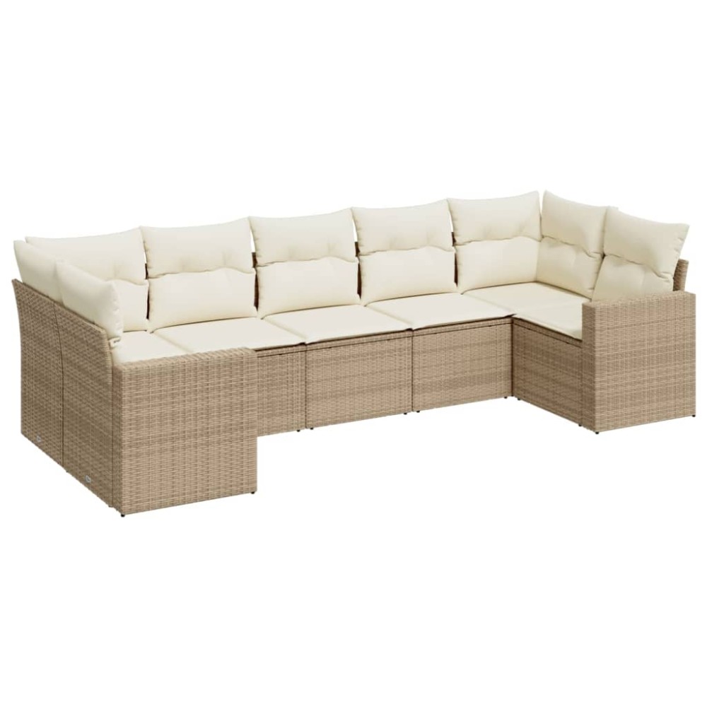 vidaXL Set canapele de grădină, 7 piese, cu perne, bej, poliratan