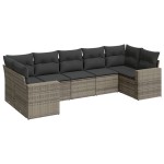 vidaXL Set canapele de grădină, 7 piese, cu perne, gri, poliratan vidaXL Set canapele de grădină, 7 piese, cu perne, gri, poliratan