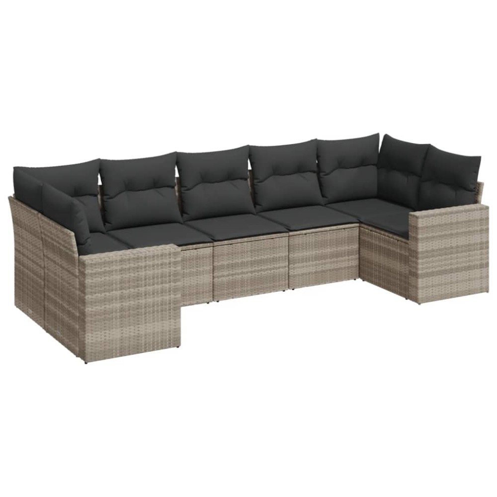 vidaXL Set canapele de grădină cu perne, 7piese gri deschis poliratan