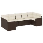 vidaXL Set canapele de grădină cu perne, 7 piese, maro, poliratan