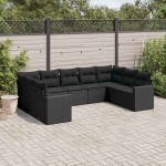 vidaXL Set mobilier de grădină cu perne, 9 piese, negru, poliratan vidaXL Set mobilier de grădină cu perne, 9 piese, negru, poliratan