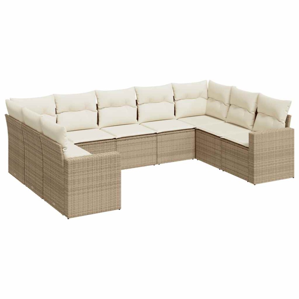 vidaXL Set canapele de grădină, 9 piese, cu perne, bej, poliratan