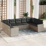 vidaXL Set canapele de grădină cu perne, 9 piese gri deschis poliratan vidaXL Set canapele de grădină cu perne, 9 piese gri deschis poliratan