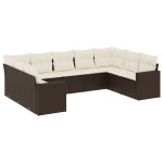 vidaXL Set canapele de grădină cu perne, 9 piese, maro, poliratan vidaXL Set canapele de grădină cu perne, 9 piese, maro, poliratan