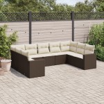 vidaXL Set canapele de grădină cu perne, 9 piese, maro, poliratan vidaXL Set canapele de grădină cu perne, 9 piese, maro, poliratan