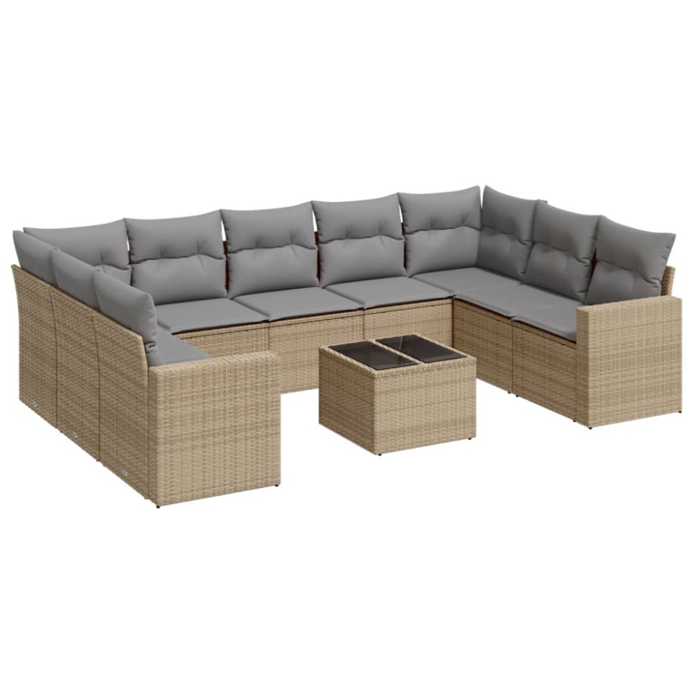 vidaXL Set canapele de grădină cu perne, 10 piese, bej, poliratan