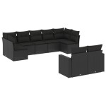 vidaXL Set mobilier de grădină cu perne, 9 piese, negru, poliratan vidaXL Set mobilier de grădină cu perne, 9 piese, negru, poliratan