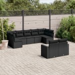 vidaXL Set mobilier de grădină cu perne, 9 piese, negru, poliratan vidaXL Set mobilier de grădină cu perne, 9 piese, negru, poliratan