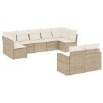vidaXL Set canapele de grădină, 9 piese, cu perne, bej, poliratan