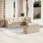 vidaXL Set canapele de grădină, 9 piese, cu perne, bej, poliratan